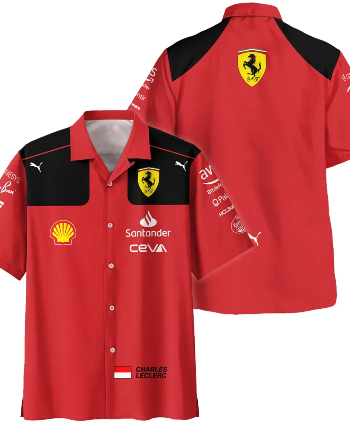 2023 Charles Leclerc Racing Suit Ferrari F1 Hawaiian Shirt BLVACL190825A10HW