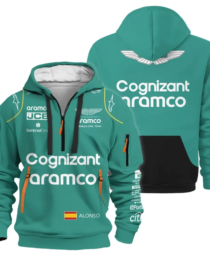 2023 Fernando Alonso Racing Suit Aston Martin F1 Hoodie Half Zip BLVAFA030925A10HDF