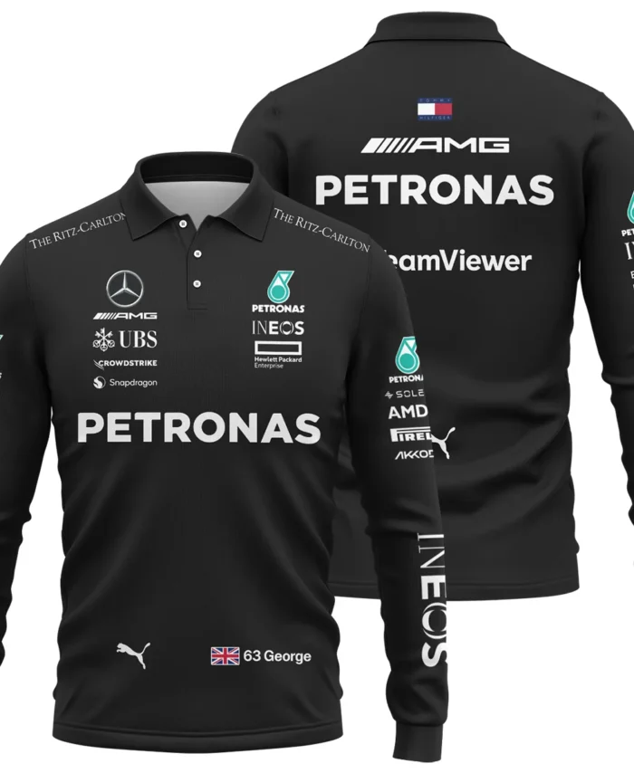 2023 George Russell Racing Suit Mercedes F1 Long Polo Shirt BLVAGR080925A2LPL