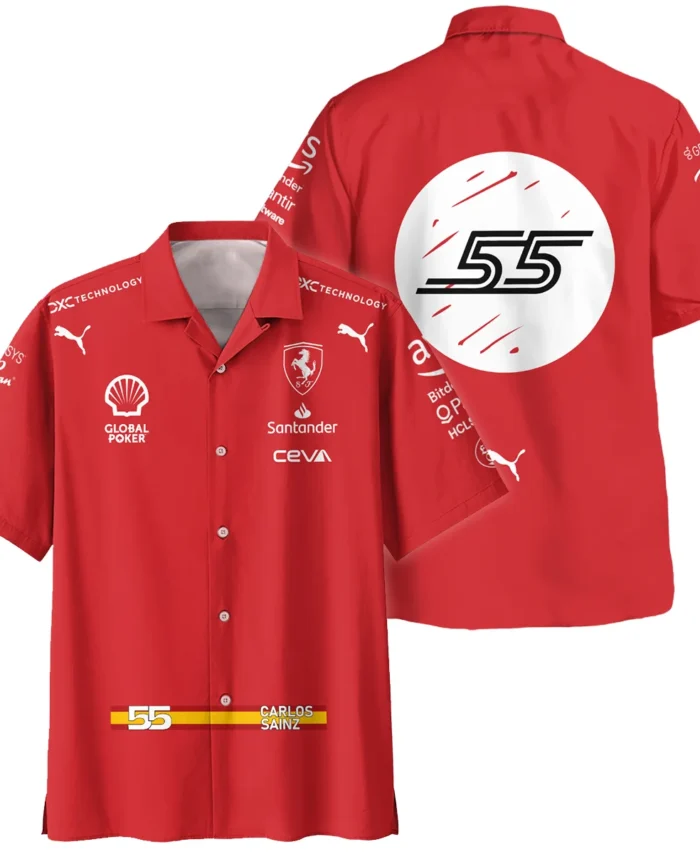 2023 Las Vegas GP Carlos Sainz Racing Suit Ferrari F1 Hawaiian Shirt BLVACS190825A4HW