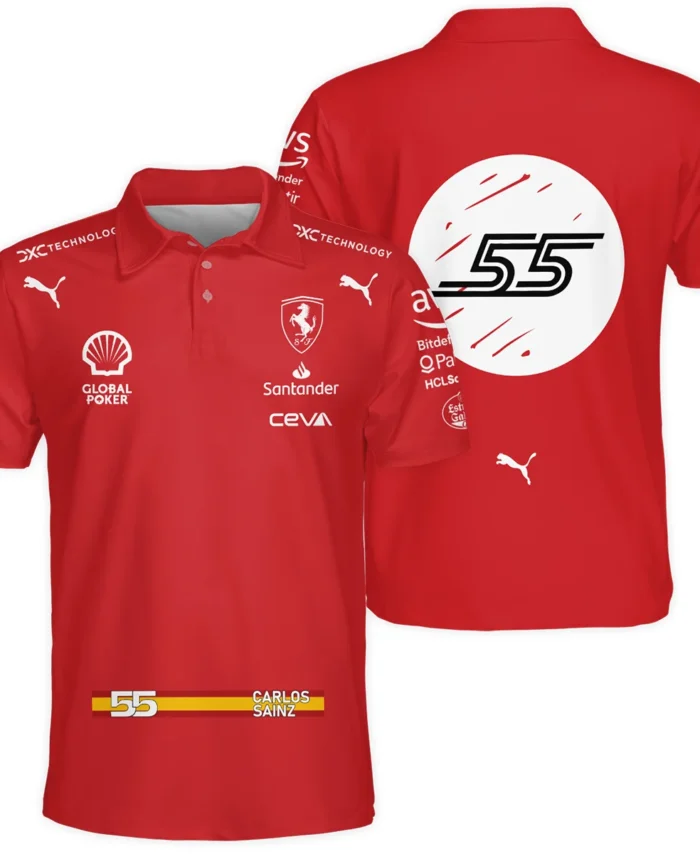 2023 Las Vegas GP Carlos Sainz Racing Suit Ferrari F1 Polo Shirt BLVACS190825A4PL
