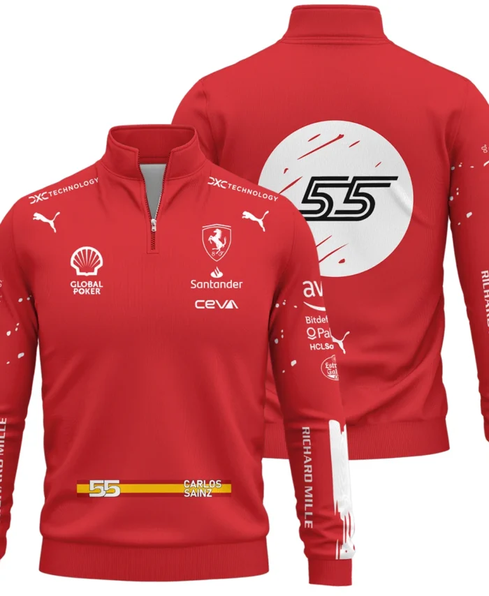 2023 Las Vegas GP Carlos Sainz Racing Suit Ferrari F1 Quarter-Zip Sweatshirt BLVACS190825A4QZS