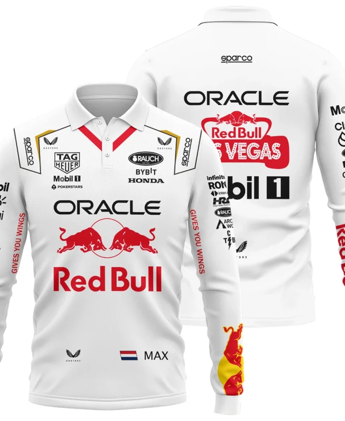 2023 Las Vegas GP Max Verstappen Racing Suit Red Bull Racing F1 Long Polo Shirt BLVAMV281125A3LPL