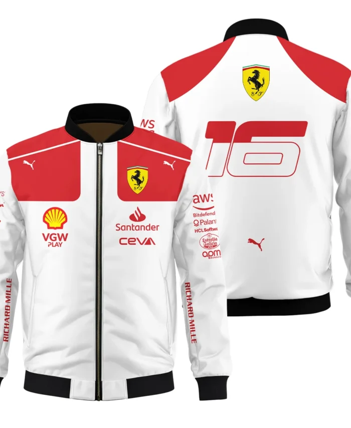 2023 Monaco GP Charles Leclerc Racing Suit Ferrari F1 Bomber BLVACL260825A3BB