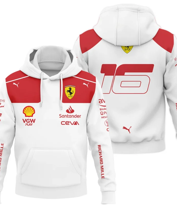2023 Monaco GP Charles Leclerc Racing Suit Ferrari F1 Hoodie BLVACL260825A3HD