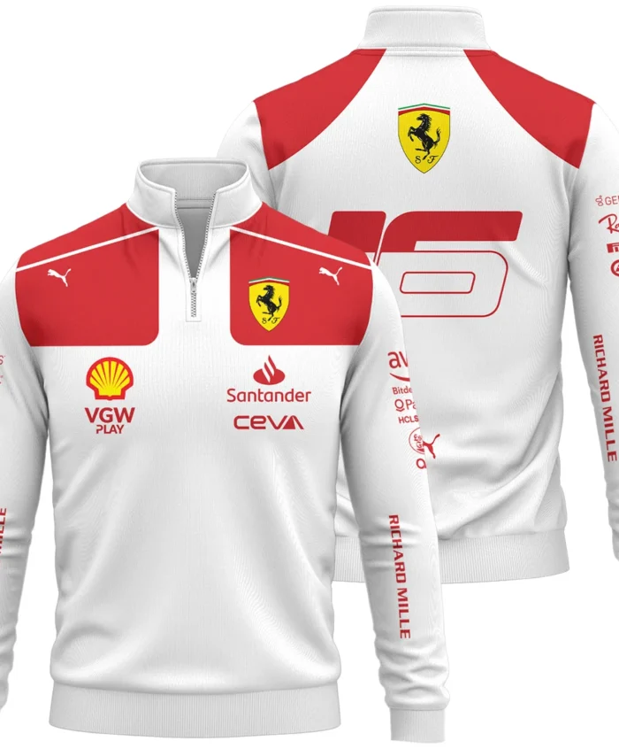 2023 Monaco GP Charles Leclerc Racing Suit Ferrari F1 Quarter-Zip Sweatshirt BLVACL260825A3QZS