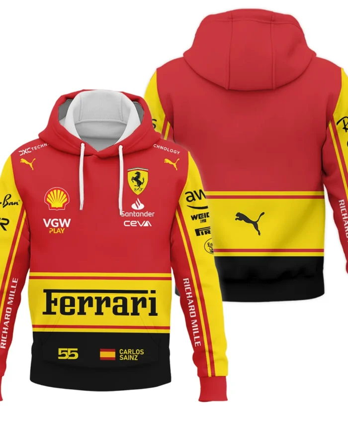 2023 Monza GP Carlos Sainz Racing Suit Ferrari F1 Hoodie BLVACS190825A9HD