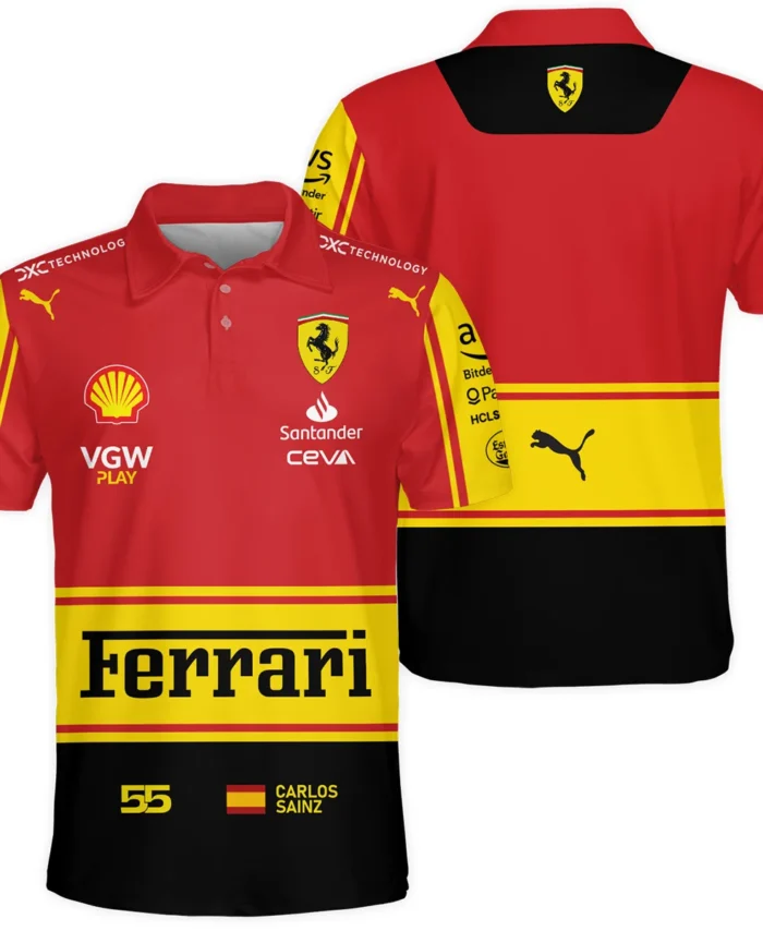 2023 Monza GP Carlos Sainz Racing Suit Ferrari F1 Polo Shirt BLVACS190825A9PL