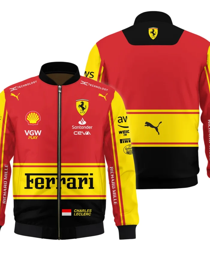 2023 Monza GP Charles Leclerc Racing Suit Ferrari F1 Bomber BLVACL190825A9BB