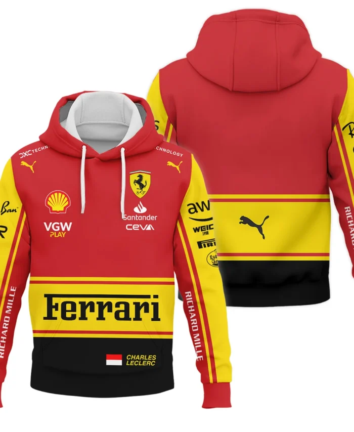 2023 Monza GP Charles Leclerc Racing Suit Ferrari F1 Hoodie BLVACL190825A9HD