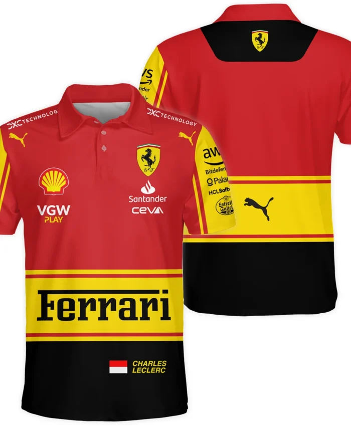 2023 Monza GP Charles Leclerc Racing Suit Ferrari F1 Polo Shirt BLVACL190825A9PL