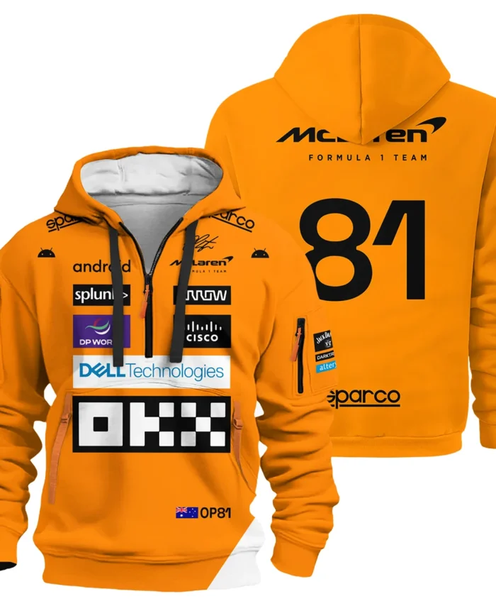 2023 Oscar Piastri Racing Suit McLaren F1 Hoodie Half Zipper BLVAOP150825A1HDF