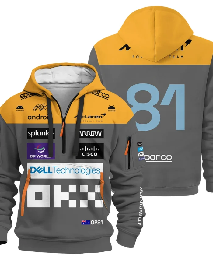 2023 Oscar Piastri Racing Suit McLaren F1 Hoodie Half Zipper BLVAOP150825A3HDF