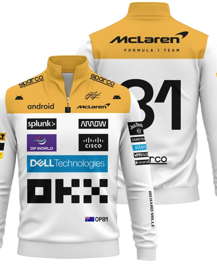 2023 Oscar Piastri Racing Suit McLaren F1 Quarter-Zip Sweatshirt BLVAOP150825A2QZS