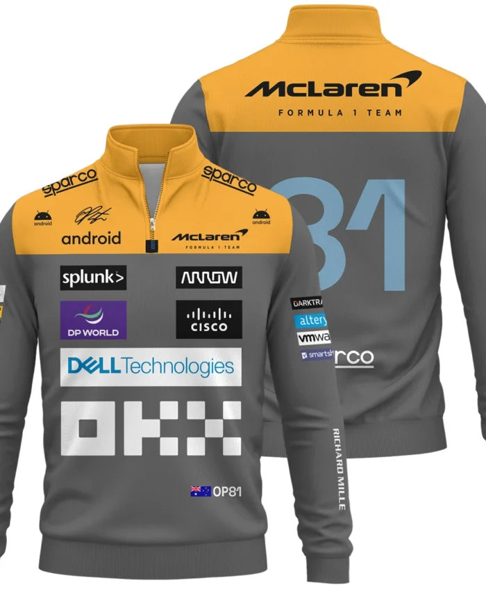 2023 Oscar Piastri Racing Suit McLaren F1 Quarter-Zip Sweatshirt BLVAOP150825A3QZS