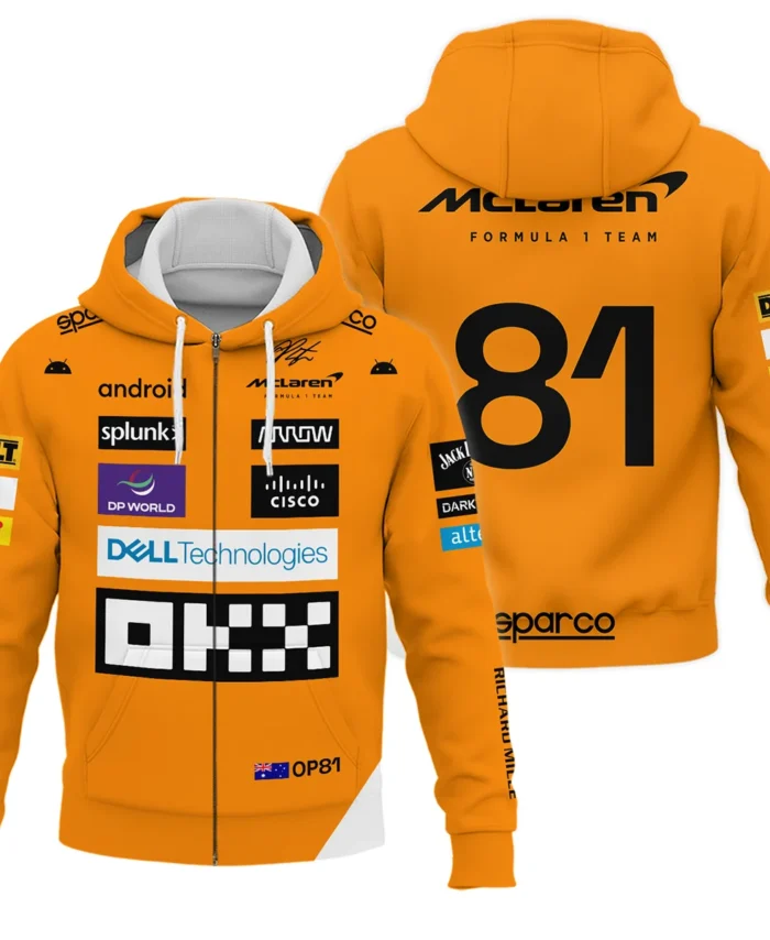 2023 Oscar Piastri Racing Suit McLaren F1 Zipper Hoodie BLVAOP150825A1ZHD