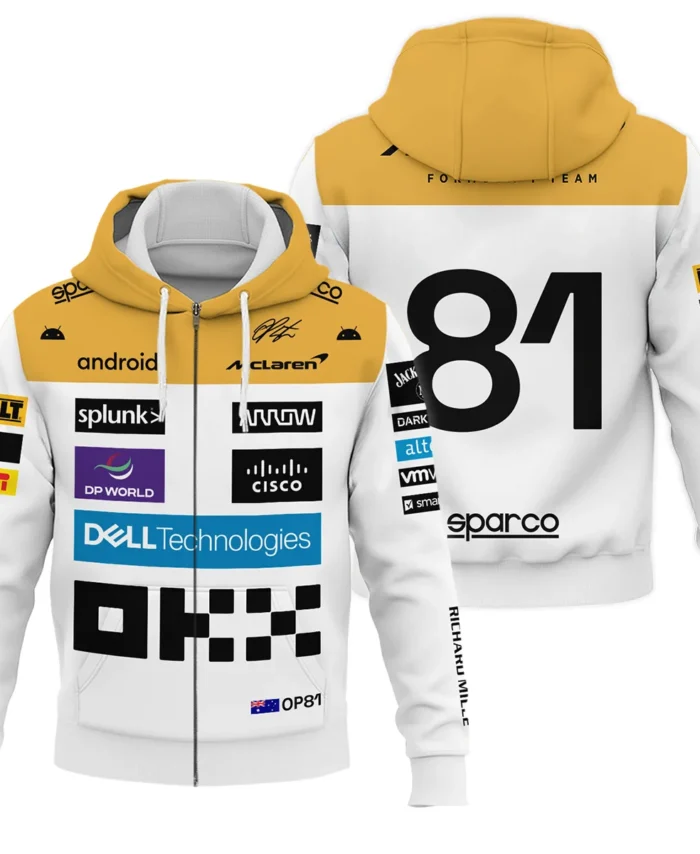 2023 Oscar Piastri Racing Suit McLaren F1 Zipper Hoodie BLVAOP150825A2ZHD