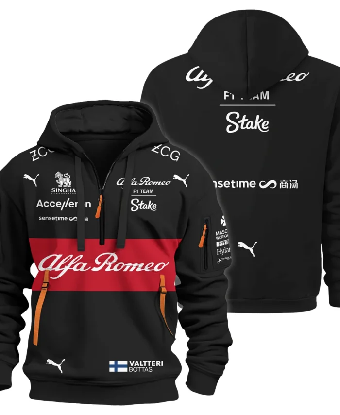 2023 Valtteri Bottas Racing Suit Alfa Romeo F1 Hoodie Half Zip BLVAVB130925A5HDF