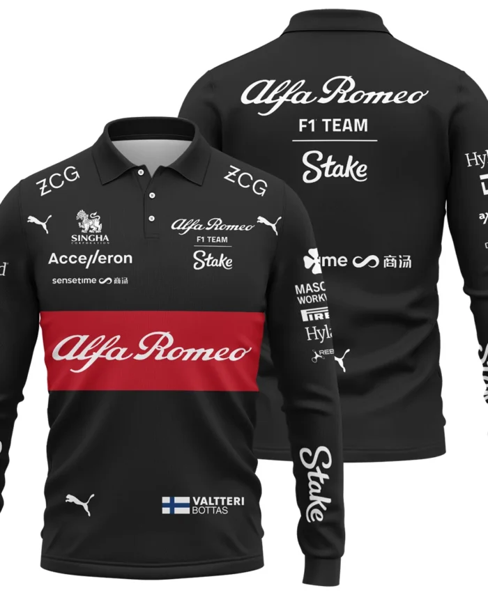 2023 Valtteri Bottas Racing Suit Alfa Romeo F1 Long Polo Shirt BLVAVB130925A5LPL