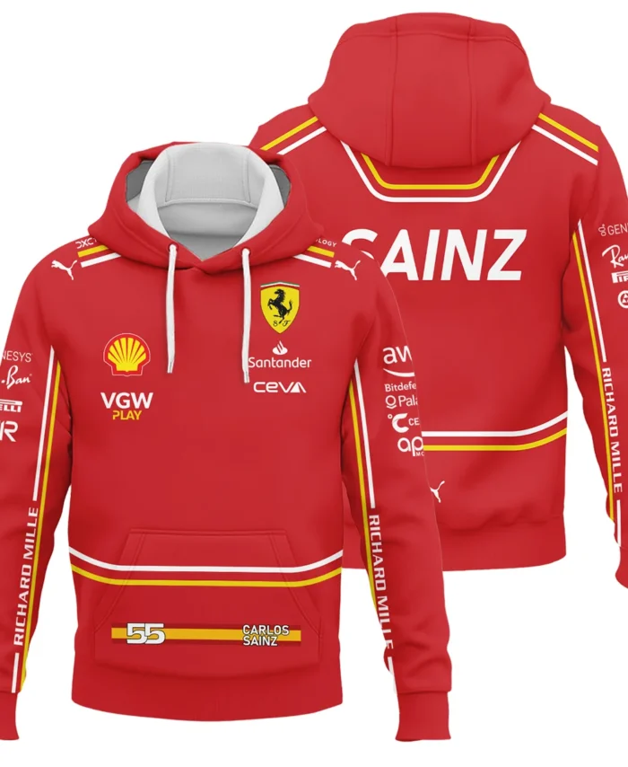 2024 Carlos Sainz Racing Suit Ferrari F1 Hoodie BLVACS190825A8HD