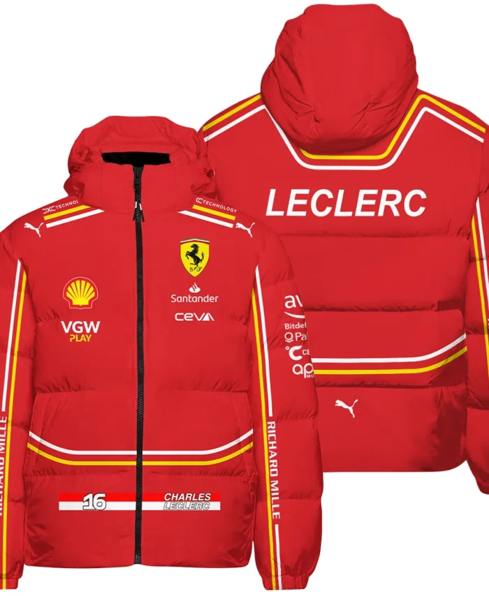 2024 Charles Leclerc Racing Suit Ferrari F1 Down & Puffer Jackets BLVACL260825A4HCJ