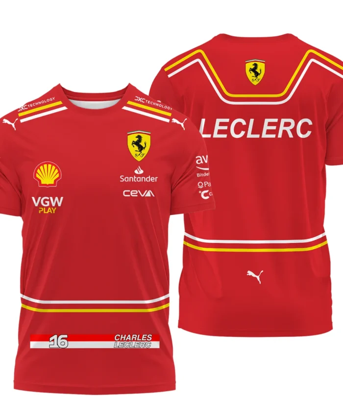 2024 Charles Leclerc Racing Suit Ferrari F1 T-Shirt BLVACL260825A4TS