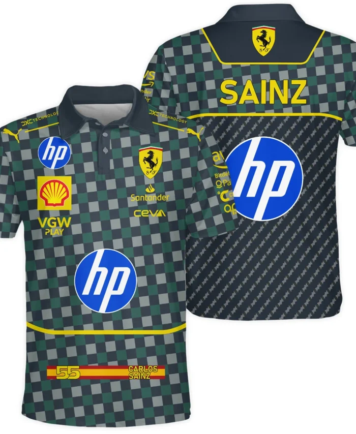 2024 Italian GP Carlos Sainz Racing Suit Ferrari F1 Polo Shirt BLVACS190825A5PL