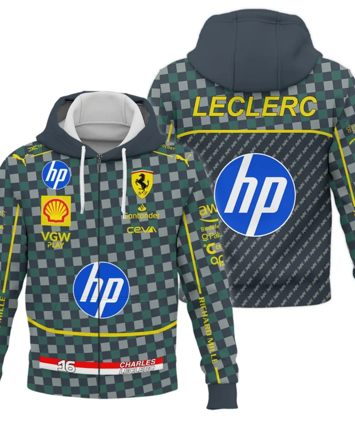2024 Italian GP Charles Leclerc Racing Suit Ferrari F1 Zipper Hoodie BLVACL190825A14ZHD