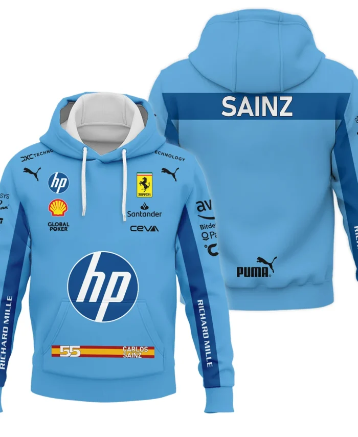 2024 Miami GP Carlos Sainz Racing Suit Ferrari F1 Hoodie BLVACS190825A6HD