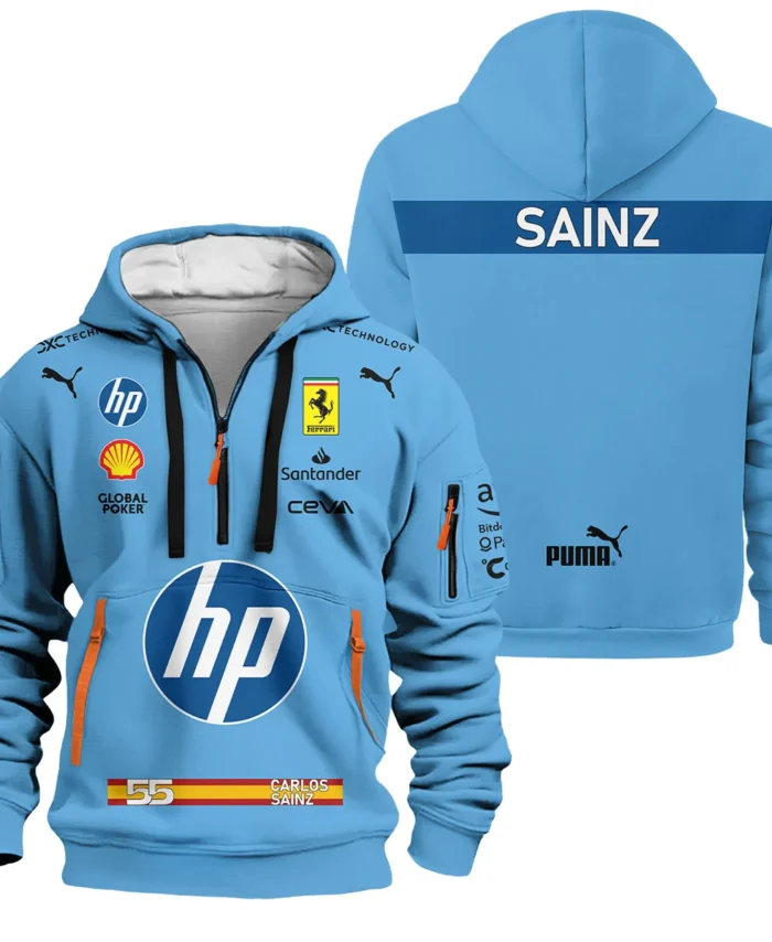 2024 Miami GP Carlos Sainz Racing Suit Ferrari F1 Hoodie Half Zip BLVACS190825A6HDF
