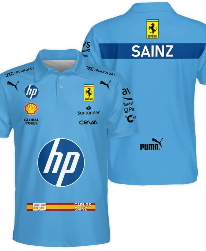 2024 Miami GP Carlos Sainz Racing Suit Ferrari F1 Polo Shirt BLVACS190825A6PL