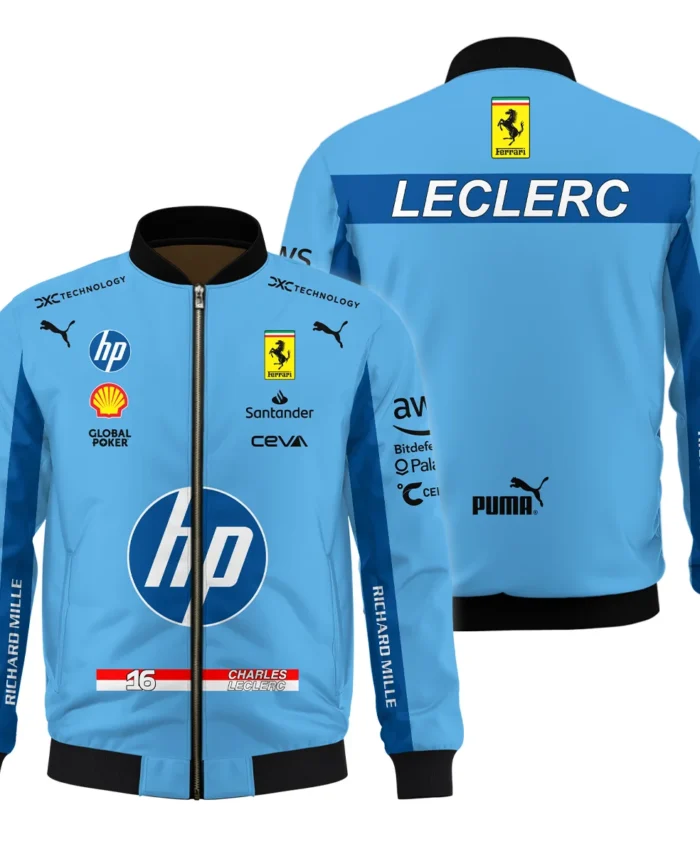 2024 Miami GP Charles Leclerc Racing Suit Ferrari F1 Bomber BLVACL190825A15BB