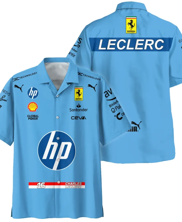 2024 Miami GP Charles Leclerc Racing Suit Ferrari F1 Hawaiian Shirt BLVACL190825A15HW