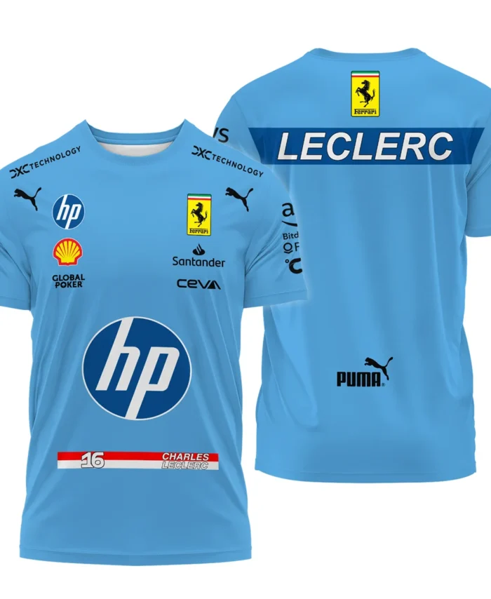 2024 Miami GP Charles Leclerc Racing Suit Ferrari F1 T-Shirt BLVACL190825A15TS