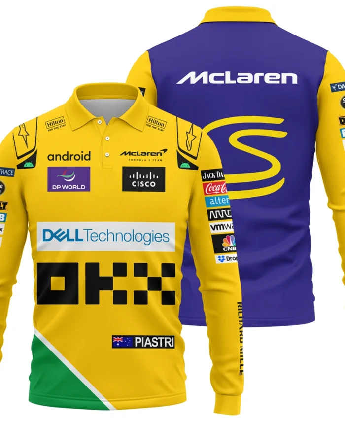2024 Monaco GP Oscar Piastri Racing Suit McLaren F1 Long Polo Shirt BLVAOP150825A6LPL