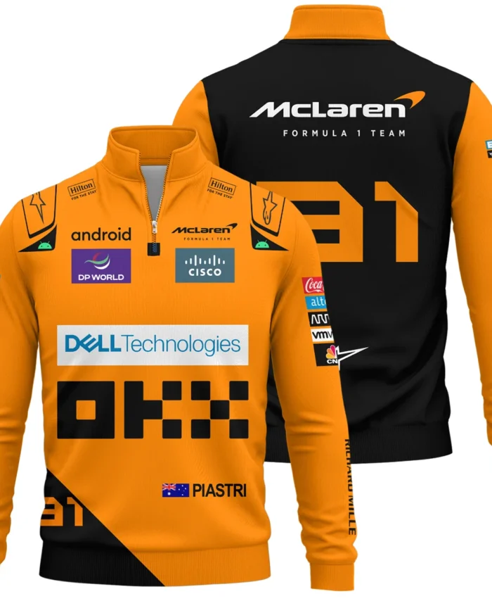 2024 Oscar Piastri Racing Suit McLaren F1 Quarter-Zip Sweatshirt BLVAOP150825A5QZS
