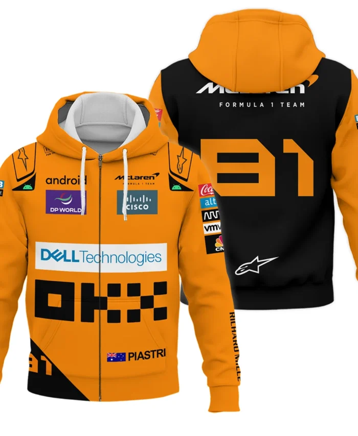 2024 Oscar Piastri Racing Suit McLaren F1 Zipper Hoodie BLVAOP150825A5ZHD