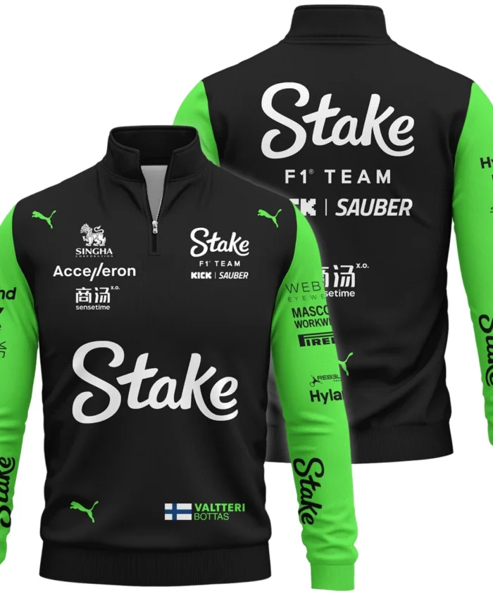 2024 Valtteri Bottas Racing Suit Kick Sauber F1 Quarter-Zip Sweatshirt BLVAVB130925A4QZS