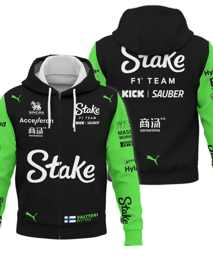 2024 Valtteri Bottas Racing Suit Kick Sauber F1 Zipper Hoodie BLVAVB130925A4ZHD