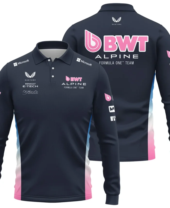2025 Alpine F1 Team Suit Long Polo Shirt BLVA150725A01ALPLPL