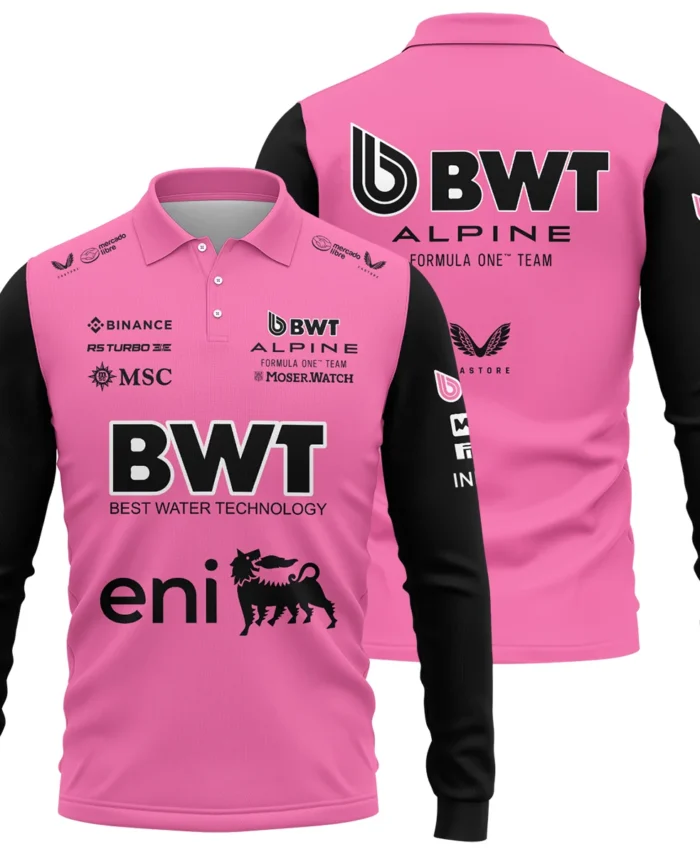 2025 Alpine F1 Team Suit Long Polo Shirt BLVA150725A04ALPLPL