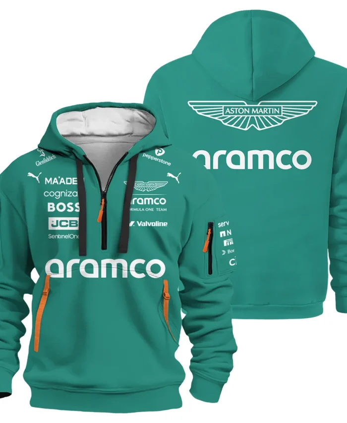 2025 Aston Martin F1 Race Suit Hoodie Half Zipper BLVA120725A04AMHDF