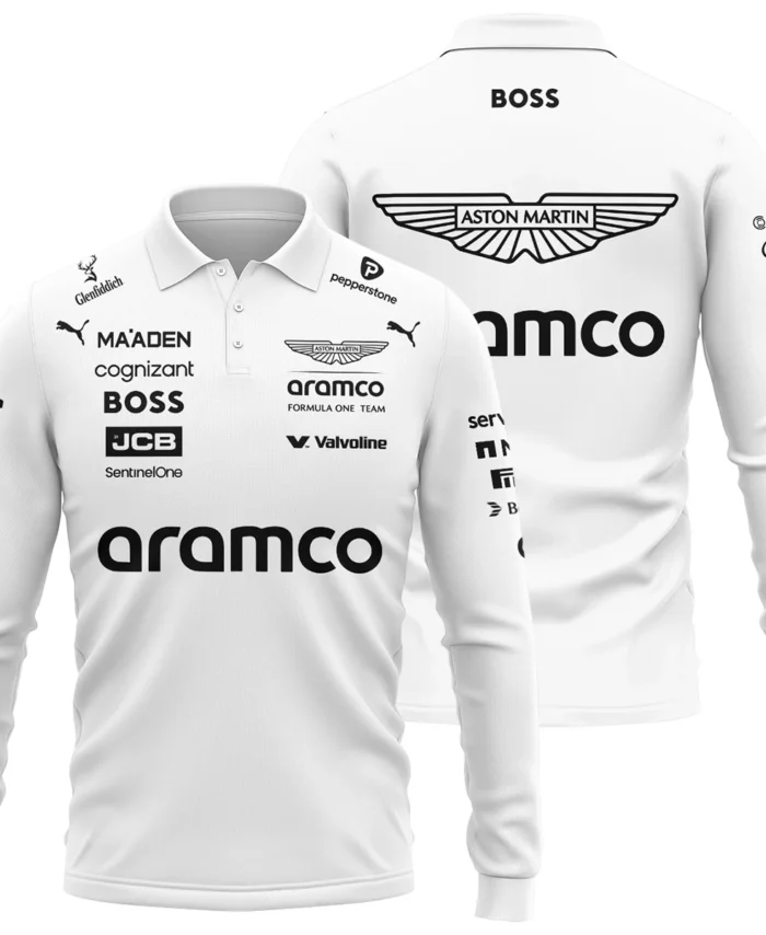 2025 Aston Martin F1 Team Suit Long Polo Shirt BLVA120725A06AMLPL