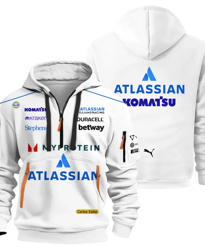 2025 Carlos Sainz Racing Suit Williams F1 Hoodie Half Zip BLVACS190825A12HDF