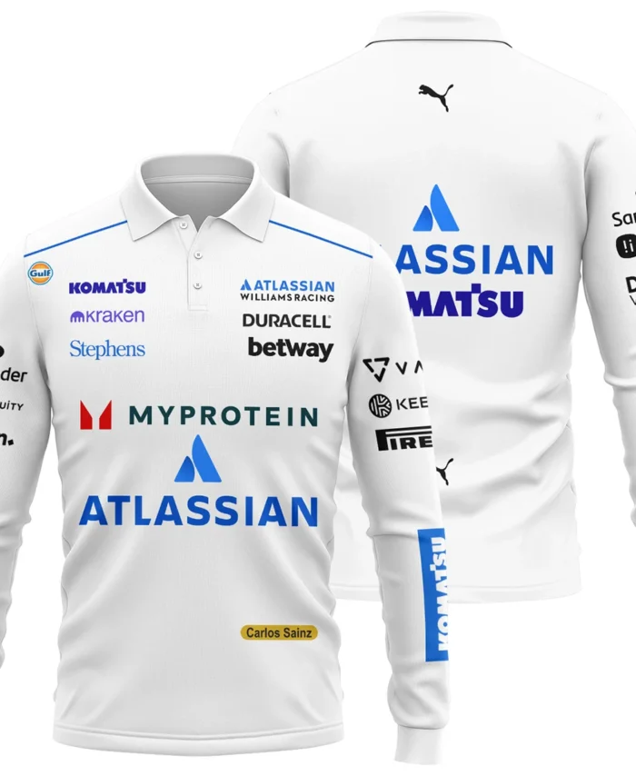 2025 Carlos Sainz Racing Suit Williams F1 Long Polo Shirt BLVACS190825A12LPL