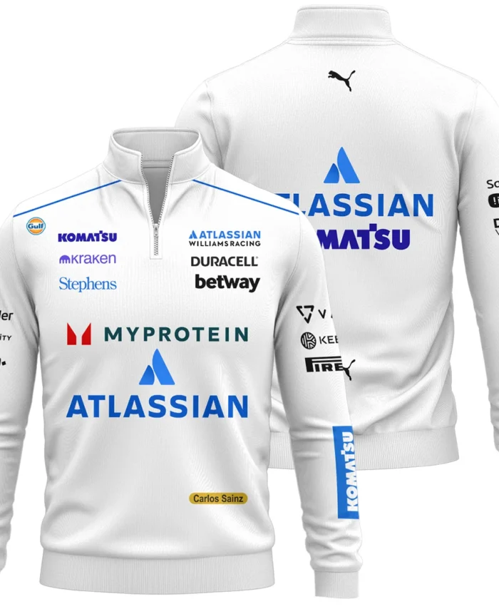 2025 Carlos Sainz Racing Suit Williams F1 Quarter-Zip Sweatshirt BLVACS190825A12QZS