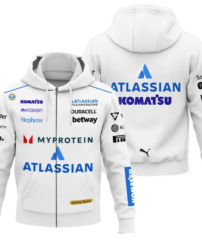 2025 Carlos Sainz Racing Suit Williams F1 Zipper Hoodie BLVACS190825A12ZHD