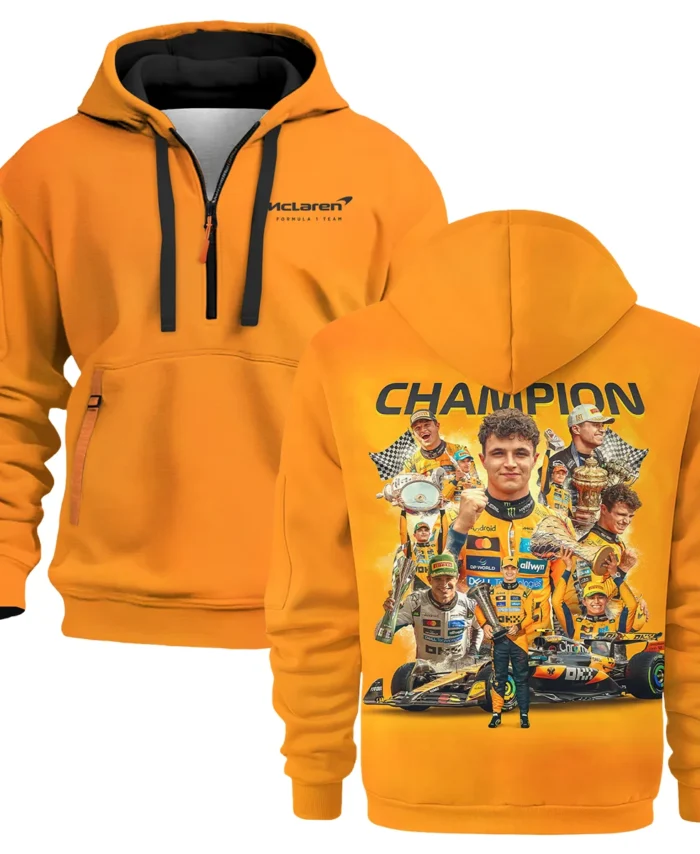 2025 Champion Lando Norris McLaren F1 Team Hoodie Half Zip BLNRWDCA12HDF