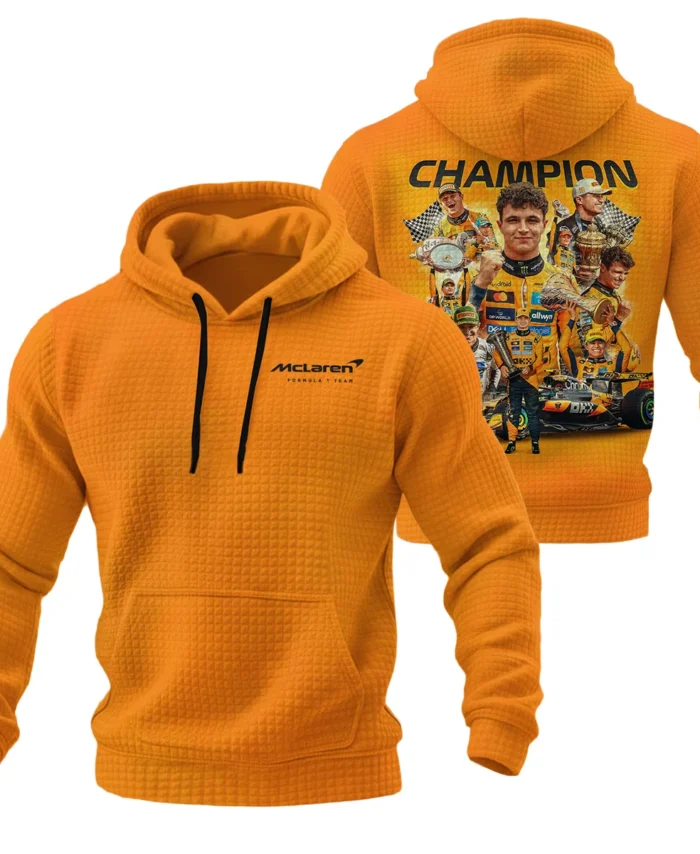 2025 Champion Lando Norris McLaren F1 Team Hoodie Quilted Waffle BLNRWDCA12HQW