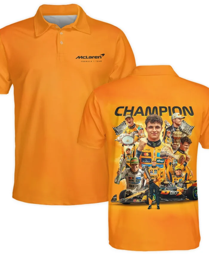 2025 Champion Lando Norris McLaren F1 Team Polo Shirt BLNRWDCA12PL